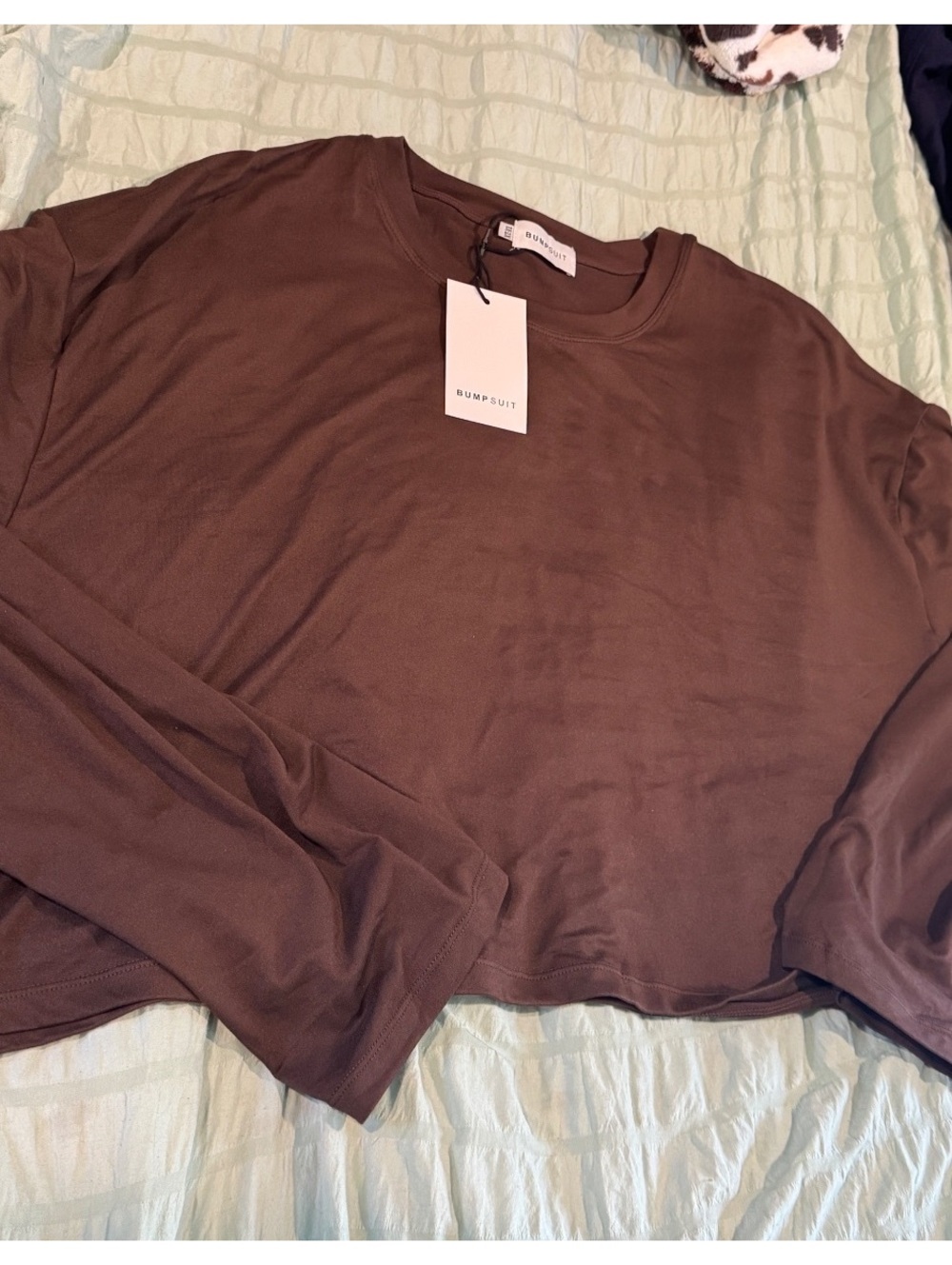 Bumpsuit women’s Long Sleeve crop T-Shirt Brown Size 1X/2X